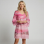 Mini Dress | Ripple Sleeve, Printed Design 0