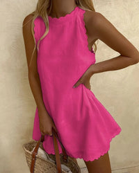 Mini Dress | Scalloped Trim, A-Line Silhouette 1