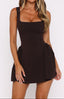 Mini Dress | Square Neckline, Lace-Up Back 1