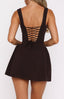 Mini Dress | Square Neckline, Lace-Up Back 3
