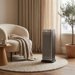 Modern Vertical Electric Heater Portable with Remote Control PTC Technology 2000W Power 0
