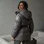 Women’s Shiny Hooded Jacket with Adjustable Waist Drawstring