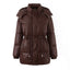 Women’s Shiny Hooded Jacket with Adjustable Waist Drawstring