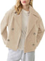 Apricot cropped peacoat shown from the front