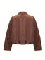 Oversized Suedette Leather Jacket for Women - Casual Biker Style, Soft Texture, Comfortable Fit 5