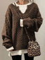 Oversized Sweater | Cable Knit, V-Neck Long Sleeve 2