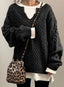 Oversized Sweater | Cable Knit, V-Neck Long Sleeve 4