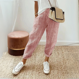 Pants | Elastic Waistband, Striped Design, Side Pockets 0