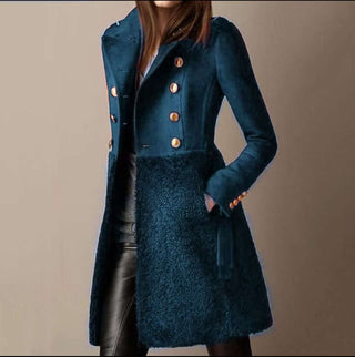 Pavielle Elegant Double Button Wool Winter Coat with Pockets for Women 2