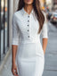 Pencil Dress | Classic Black, Button-Up Design 1