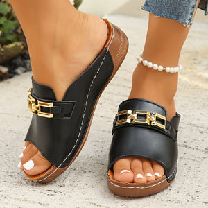 Romy™ Gold-Link Slide Sandals - Stylish Women's Sandals for Comfortable Everyday Wear 6
