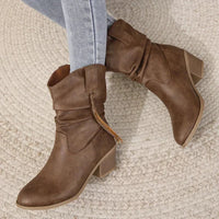 Slouchy Ankle Boots | Braided Tassel Block Heel Western Booties – BRIAR