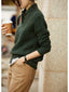 Women's Cable Knit Sweater with Button Stand Collar