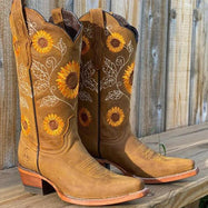 Cowboy Boots for Women | Embroidered Block Heel Mid Calf Western Boots – ODILE