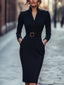 Sheath Dress | Belted, Mandarin Collar 0