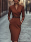Sheath Dress | Belted, Mandarin Collar 10
