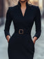Sheath Dress | Belted, Mandarin Collar 2