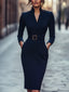 Sheath Dress | Belted, Mandarin Collar 5
