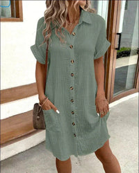 Shirt Dress | Relaxed Fit, Button-Down, Cotton-Linen 3