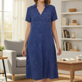Short Dress | Scoop Neckline, Flowy Silhouette 0