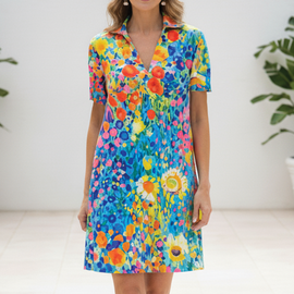 Short Dress | Scoop Neckline, Flowy Silhouette 1
