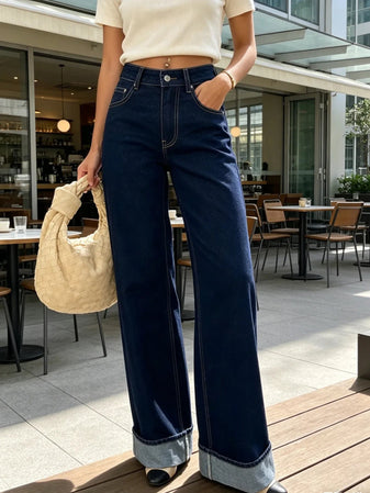 Sophie High-Waisted Wide Leg Jeans for Women - Black Wide Leg Jeans for Everyday Comfort 0