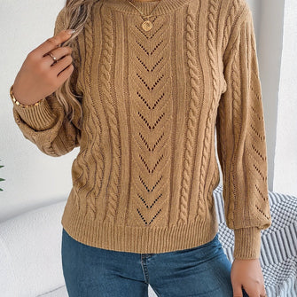 Sweater | Cable-Knit Texture, Round Neckline 0