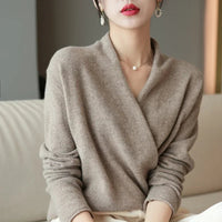 Sweater | Crisscross Wrap Design, V-Neck, Loose Fit 0