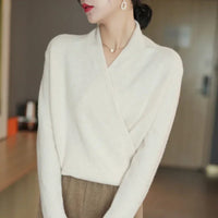 Sweater | Crisscross Wrap Design, V-Neck, Loose Fit 7
