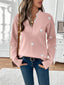 Sweater | Heart Print, Lace-Trimmed V-Neckline 0
