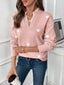 Sweater | Heart Print, Lace-Trimmed V-Neckline 2