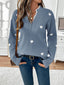 Sweater | Heart Print, Lace-Trimmed V-Neckline 4
