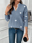 Sweater | Heart Print, Lace-Trimmed V-Neckline 6