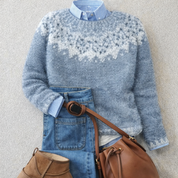 Sweater | Nordic Knit Pattern, Ribbed Cuffs and Hem 0