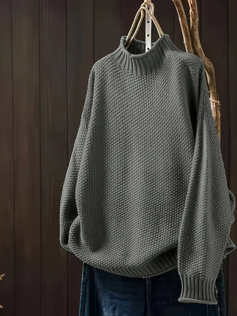 Sweater | Textured Knit, Ribbed Collar 1
