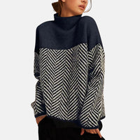 Sweater | Two-Tone Knit, High Collar 0