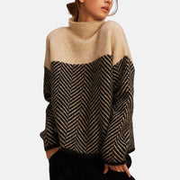 Sweater | Two-Tone Knit, High Collar 1