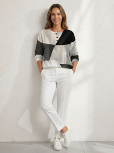 Sweater | Waffle Knit Texture, Button Neckline 1
