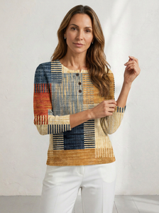 Sweater | Waffle Knit Texture, Button Neckline 3