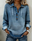 Sweatshirt | Half-Button Closure, Denim-Style Collar 0