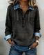 Sweatshirt | Half-Button Closure, Denim-Style Collar 1