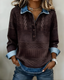 Sweatshirt | Half-Button Closure, Denim-Style Collar 2
