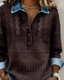 Sweatshirt | Half-Button Closure, Denim-Style Collar 3