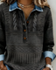 Sweatshirt | Half-Button Closure, Denim-Style Collar 5