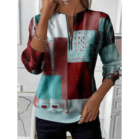 Sweatshirt | Half-Zip Neckline, Color Block Design 1