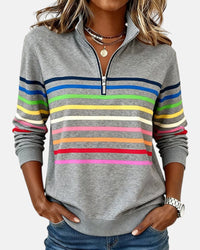 Sweatshirt | Half Zip, Rainbow Stripe Detailing 0