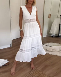 Tank Dress | V-Neck, Lace Detailing, Sleeveless 0