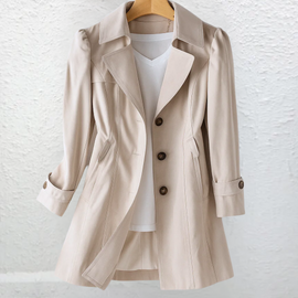 Trench Coat | Classic Button Front, Notched Lapel Collar 6