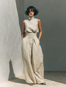 Trousers Set | Wide Leg Design, Cotton Blend 2
