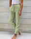 Trousers | Linen Fabric, Straight Leg, Drawstring Waist 4